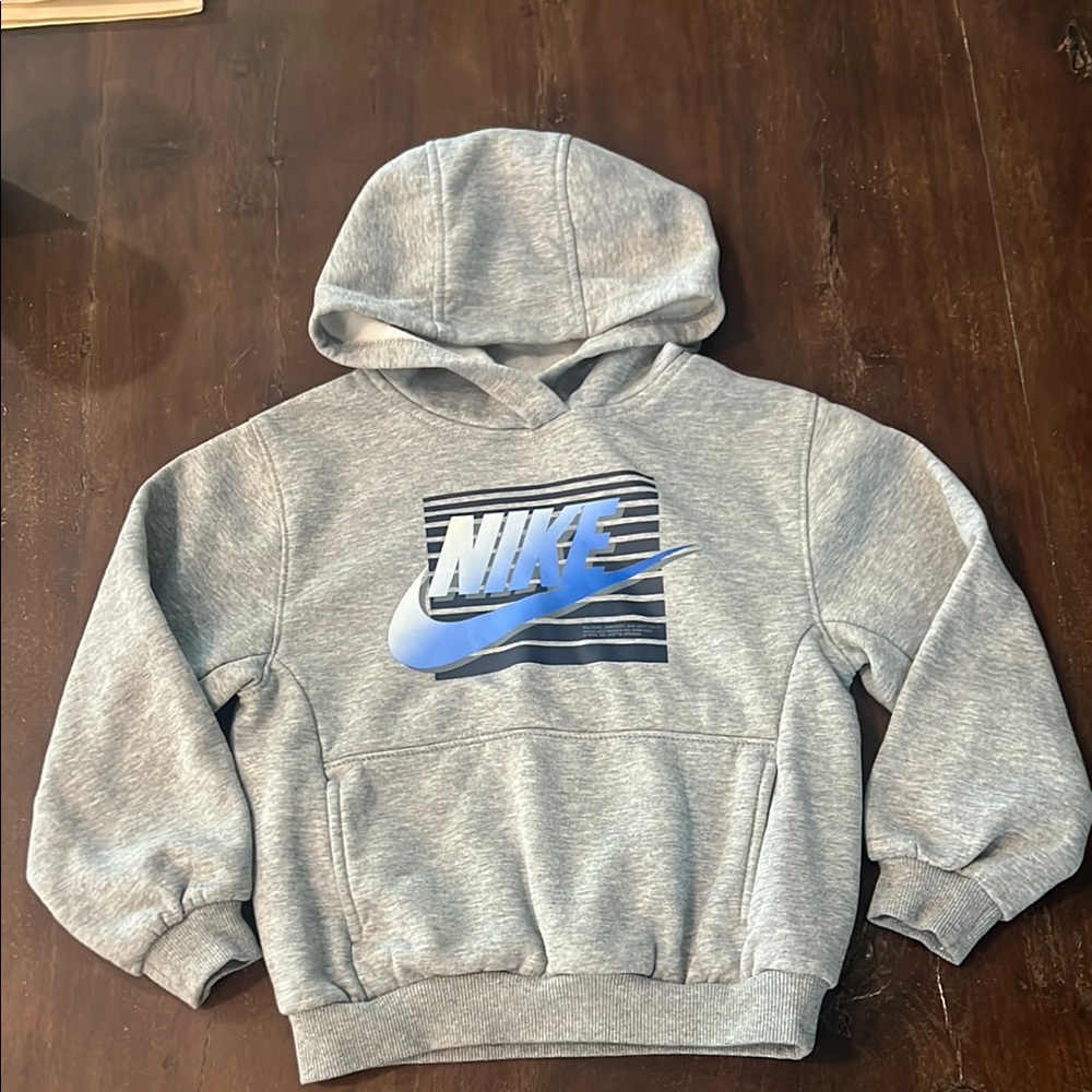 Nike Gray and Blue Pullover Hoodie Sweatshirt - Size 5/6